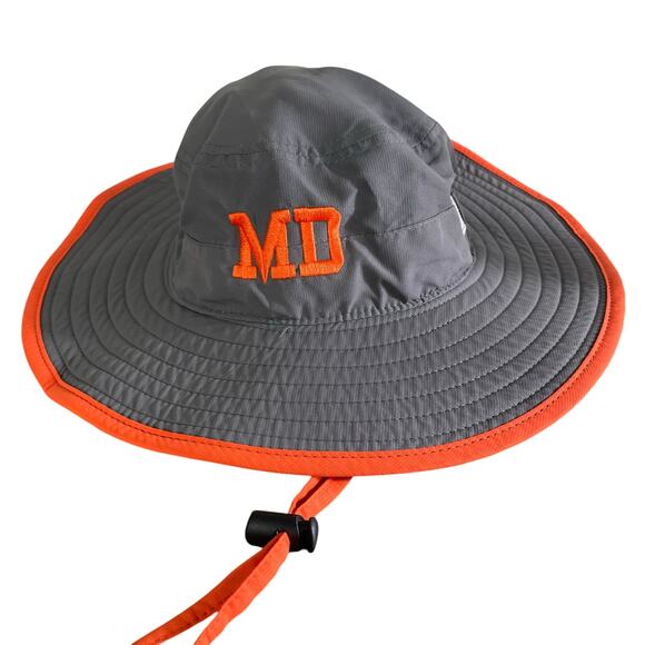 Vintage The Game MD Gray Orange Wide Brim Sun Hat Adjustable Chin Strap One Size - Picture 1 of 8